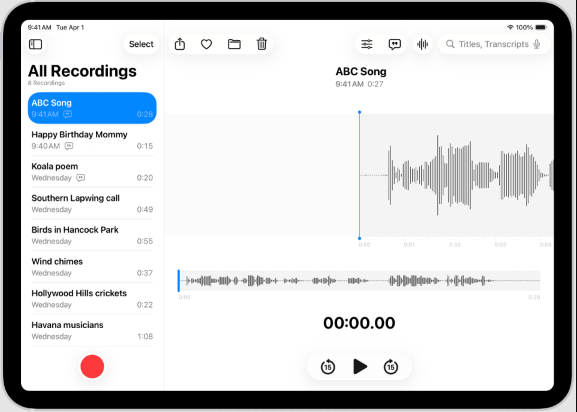 Apple Support page for Voice Memos transcription on iPhone
