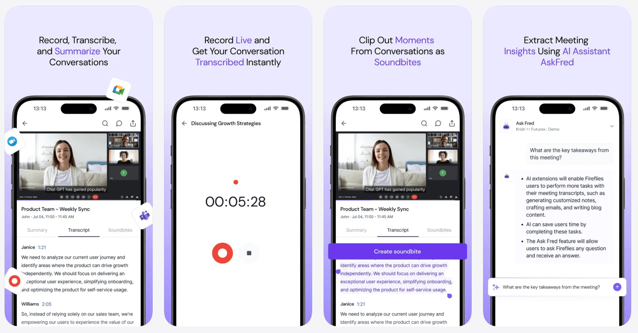Fireflies.ai App Store page for AI notetaker and meeting summaries