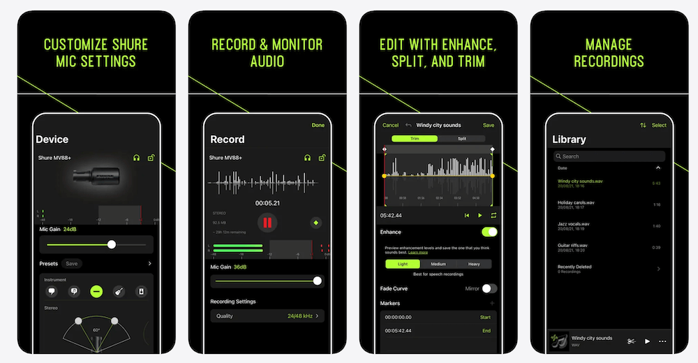 Shure MOTIV Audio - Professional studio-grade voice recorder app for iOS and Android