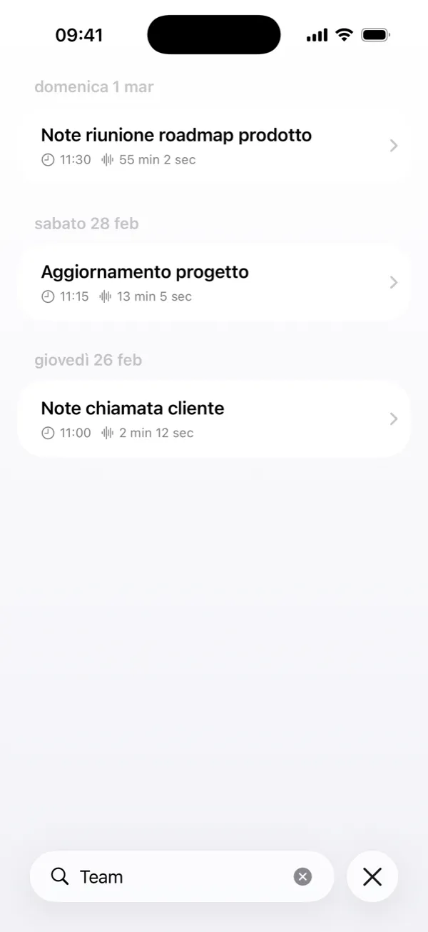 Cerca una parola in tutte le trascrizioni
