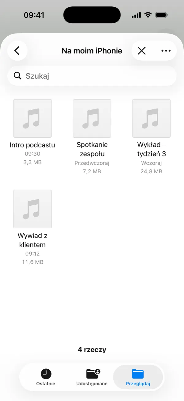 Import pliku audio: M4A, MP3 lub WAV