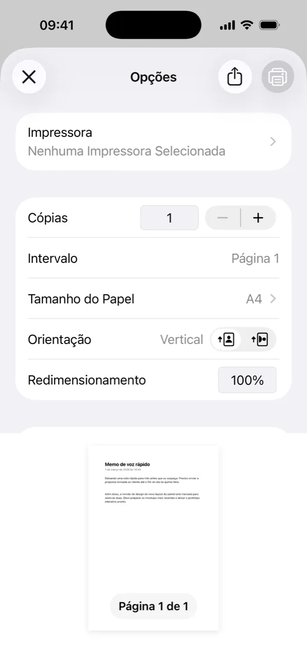 Imprimir a transcrição ou salvar em PDF
