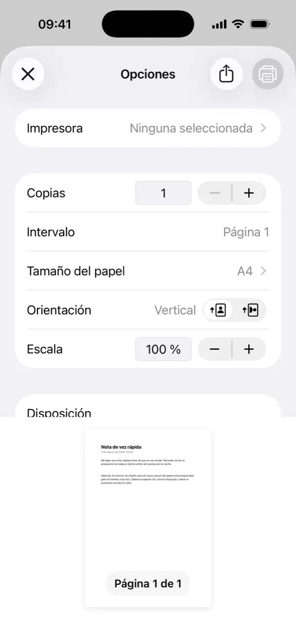 Imprimir la transcripción o guardarla en PDF